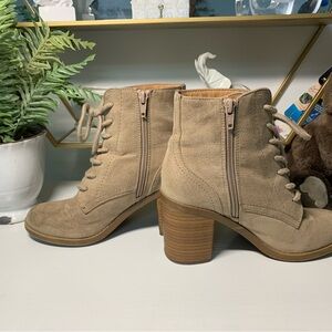 Target Tan Lace Up Boots with Stacked Heel